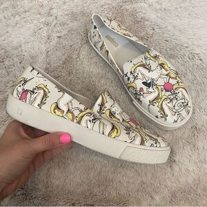 Melissa Ground Slip On Womens Size 6 White Unicorn Low Casual Sneaker Shoes